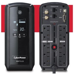 UPS CYBERPOWER LINEA INTERECTIVA PFC SINEWAVE CP1000PFCLCD 1kVA / 600W MINITORRE AVR 10 X NEMA 5-15R