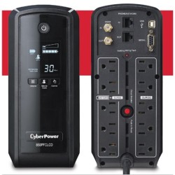 UPS CYBERPOWER LINEA INTERECTIVA PFC SINEWAVE CP850PFCLCD 850VA / 510W MINITORRE AVR 10 X NEMA 5-15R