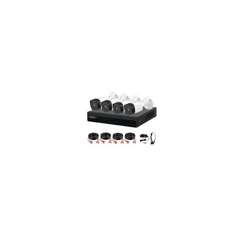 KIT DE 4 CANALES DE 1 MEGAPIXEL/ 4 CáMARAS B1A11 CON LENTE DE 2.8MM/ 93 GRADOS DE APERTURA/ 4 CH+1 IP O HASTA 5 CH IP/ SMD PLUS/