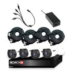 KIT PROVISION ISR DVR DE 4 CANALES 1080P / 4 CAMARAS 2MP / IP66 / INFRARROJO 15 METROS / FUENTE / DIVISOR / 4 ROLLOS DE CABLES 2