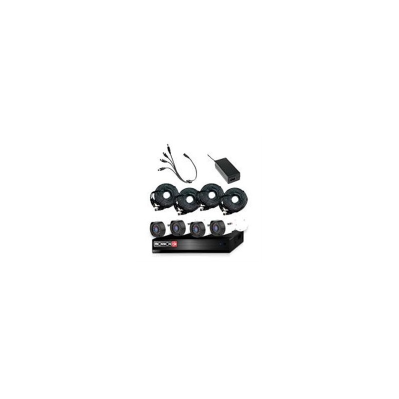 KIT PROVISION ISR DVR DE 4 CANALES 1080P / 4 CAMARAS 2MP / IP66 / INFRARROJO 15 METROS / FUENTE / DIVISOR / 4 ROLLOS DE CABLES 2