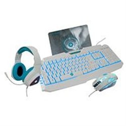 TECLADO/MOUSE/TAPETE Y DIADEMA GAMING VORTRED BY PERFECT CHOICE LUZ RGB BLANCO