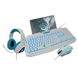 TECLADO/MOUSE/TAPETE Y DIADEMA GAMING VORTRED BY PERFECT CHOICE LUZ RGB BLANCO