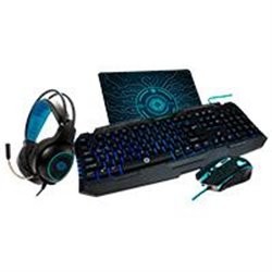 TECLADO/MOUSE/TAPETE Y DIADEMA GAMING VORTRED BY PERFECT CHOICE LUZ RGB NEGRO