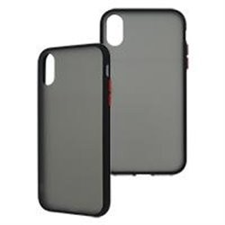 FUNDA GHIA HUMO SEMITRANSPARENTE/ BORDE NEGRO CON MICA PARA IPHONE XR