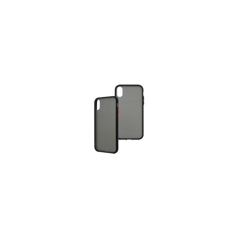 FUNDA GHIA HUMO SEMITRANSPARENTE/ BORDE NEGRO CON MICA PARA IPHONE XR