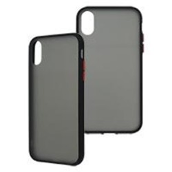 FUNDA GHIA HUMO SEMITRANSPARENTE/ BORDE NEGRO CON MICA PARA IPHONE XR