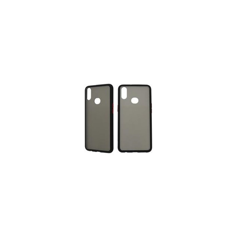 FUNDA GHIA HUMO SEMITRANSPARENTE/ BORDE NEGRO CON MICA PARA SAMSUNG A01